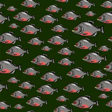 Cartoon Fish Swimming Seamless Pattern Stock Illustration