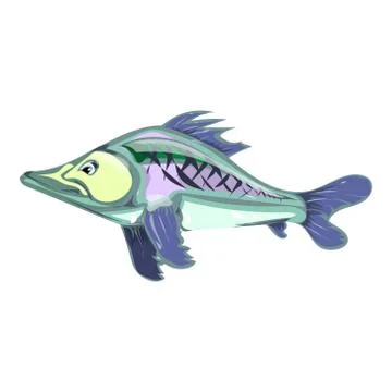 Cartoon fish. vector illustration. Drawing by hand. Stock Illustration