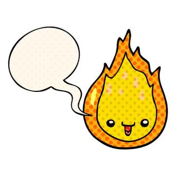 Cartoon flame and speech bubble in comic book style Stock Illustration