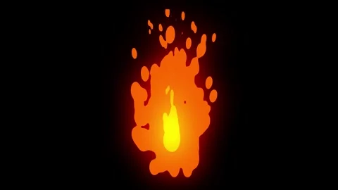 Cartoon Flame Animation Element with Orange and Yellow Fire Stock Footage 334577425