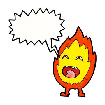 Cartoon flame character with speech bubble Illustrazione stock