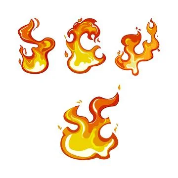 Cartoon flame elements creating dynamic energy graphic Stockillustratie