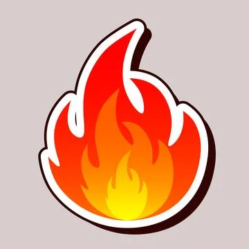 Cartoon flame sticker Stock Illustration
