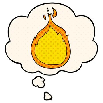 Cartoon flames and thought bubble in comic book style Stock Illustration