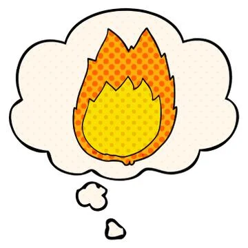 Cartoon flames and thought bubble in comic book style Stock Illustration