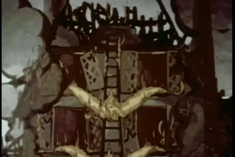 Cartoon of flames shaking hands in burning house Vídeos de archivo 11345476