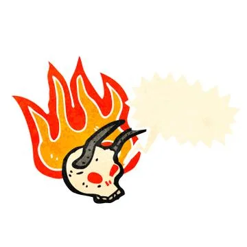 Cartoon flaming devil skull Stock Illustration
