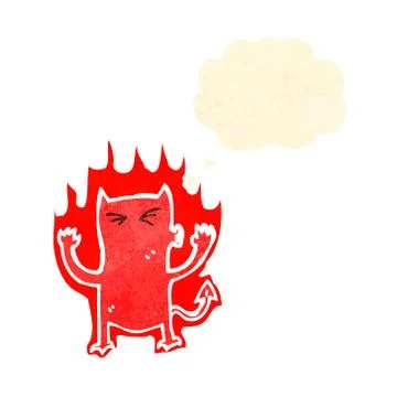 Cartoon flaming little devil Stock Illustration