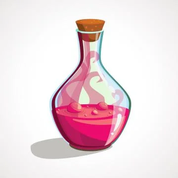 Cartoon flask with witch s potion. Vector illustration Illustrazione stock