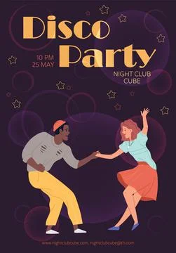 Cartoon flat characters dancing night club flyer, vector illustration Stock-Illustration