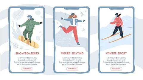 Cartoon flat characters on smartphone app screens,sports mobile online apps 스톡 일러스트