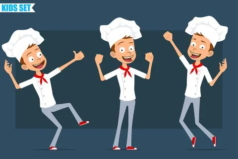 Cartoon flat chef cook boy character vector set Stock Illustration