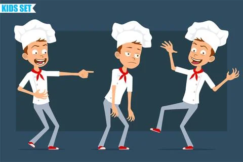 Cartoon flat chef cook boy character vector set Stock Illustration