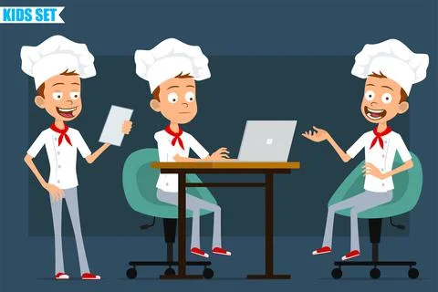 Cartoon flat chef cook boy character vector set Illustrazione stock