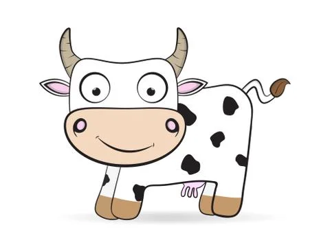 Cartoon flat cow vector farm animal illustration Stock Illustration