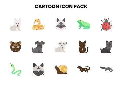 Cartoon Flat Design Icons Pack Stock Illustration