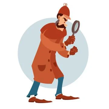 Cartoon flat detective Stock Illustration
