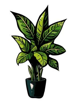 Cartoon flat different indoor potted decorative houseplants for interior home Stock Illustration