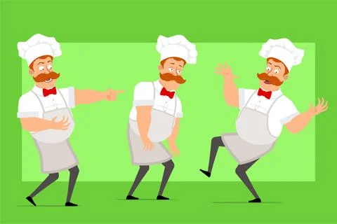 Cartoon flat fat chef cook man character vector Stock Illustration