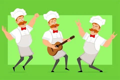 Cartoon flat fat chef cook man character vector Stock Illustration