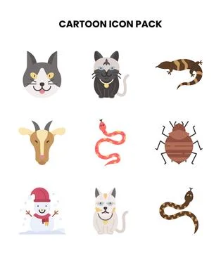 Cartoon Flat Graphics Icons Pack Stock Illustration