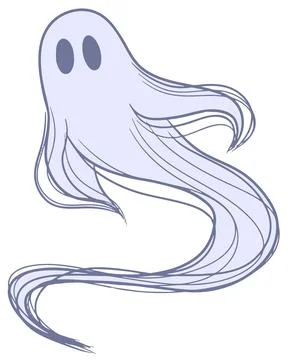 Cartoon flat hand drawn ghost. Spooky Halloween symbol icon. Stock Illustration