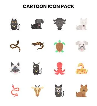 Cartoon Flat Icons Pack Stock Illustration