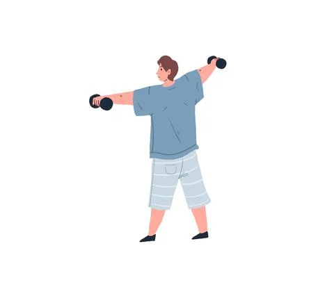 Cartoon flat man character doing sport activities,healthy sporty lifestyle Illustrazione stock