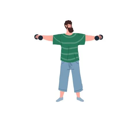 Cartoon flat man character doing sport activities,healthy sporty lifestyle Stock-Illustration