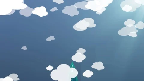 Cartoon Flat rocket flying up Stock Footage 73936902