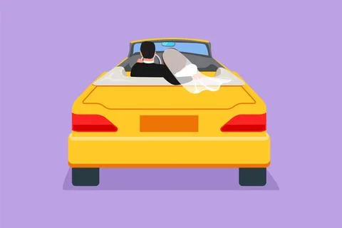 Cartoon flat style drawing back view of loving couple sitting and hugging i.. イラスト素材