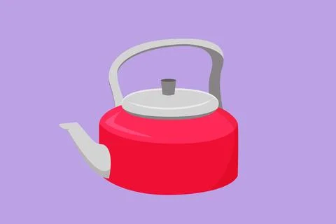 Cartoon flat style drawing camping outdoor kettle with handle. Camping cook.. Ilustração Stock