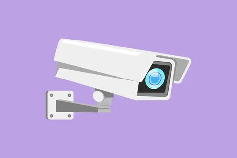 Cartoon flat style drawing of CCTV with a box shape installed on the side o.. Stock Illustration