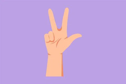 Cartoon flat style drawing counting hand sign from number three. Number thr.. イラスト素材