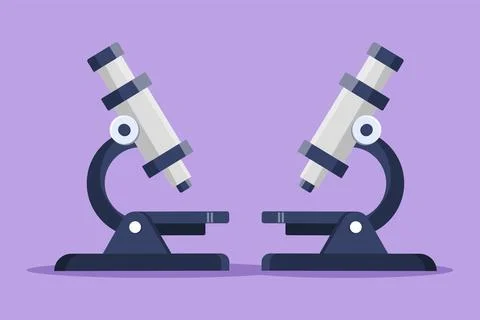 Cartoon flat style drawing microscope on school library to learn chemistry .. 스톡 일러스트