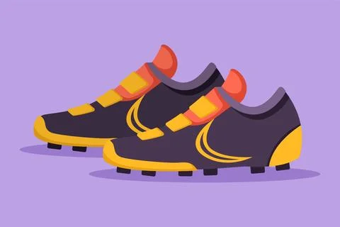 Cartoon flat style drawing pair of soccer boots. Football shoes. Football l.. イラスト素材