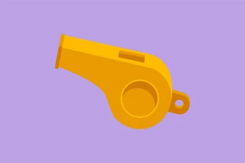 Cartoon flat style drawing referee whistle logo, icon, label, symbol. Coach.. Stock Illustration