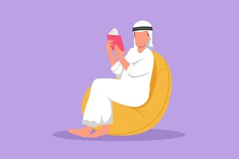 Cartoon flat style drawing relaxed man read book lying on couch. Student pr.. Stock Illustration