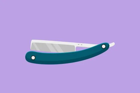 Cartoon flat style drawing shaving razor. Straight razor with handle and we.. Illustration