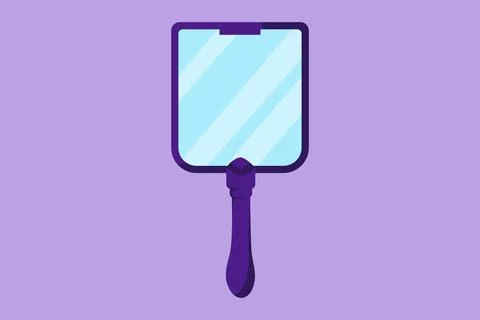Cartoon flat style drawing simple mirror with handle for make up. Hand mirr.. Illustration