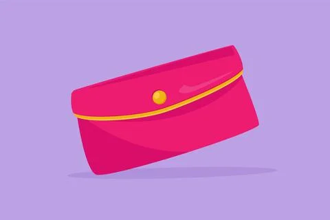 Cartoon flat style drawing stylized woman hand purse wallet label icon symb.. Illustration