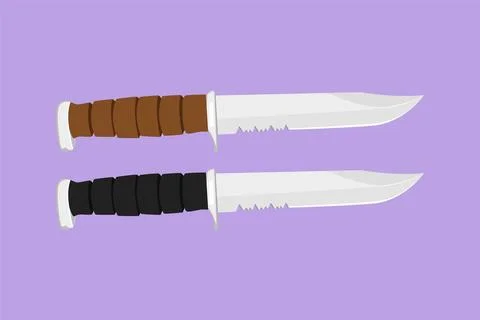 Cartoon flat style drawing of stylized corps knife logotype, label, sticker.. イラスト素材