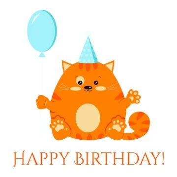 Cartoon flat style vector character happy birtday clip art illustration. Stock Illustration