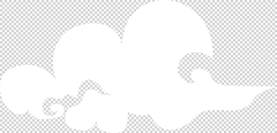 Cartoon flat vector cloud is floating on transparent background, with round イラスト素材