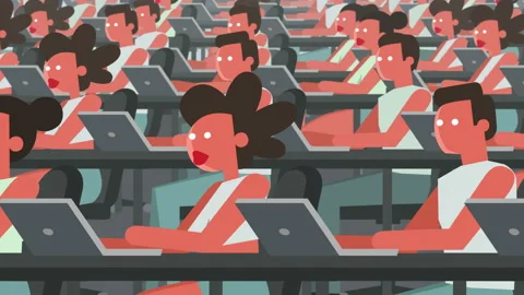 Cartoon Flat Zombie Characters Work on Laptops Endless Loop Animation Stock-Footage 136090518