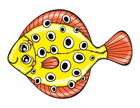 Cartoon flatfish cute vector illustration Stock Illustration