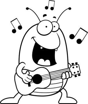 Cartoon Flea Ukulele Illustrazione stock