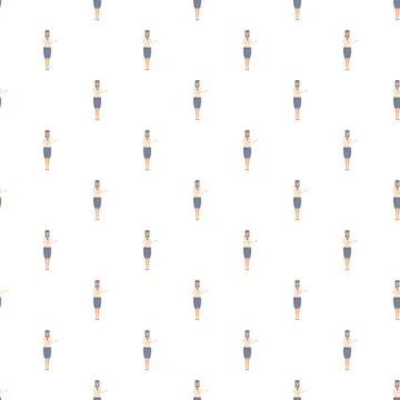 Cartoon flight attendant characters creating seamless pattern Stock Illustration