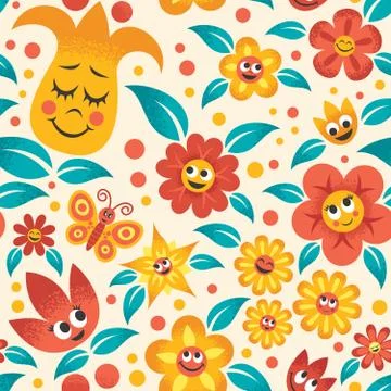 Cartoon Floral Pattern イラスト素材