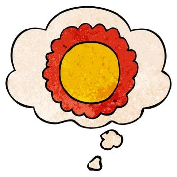 Cartoon flower and thought bubble in grunge texture pattern style Stockillustratie